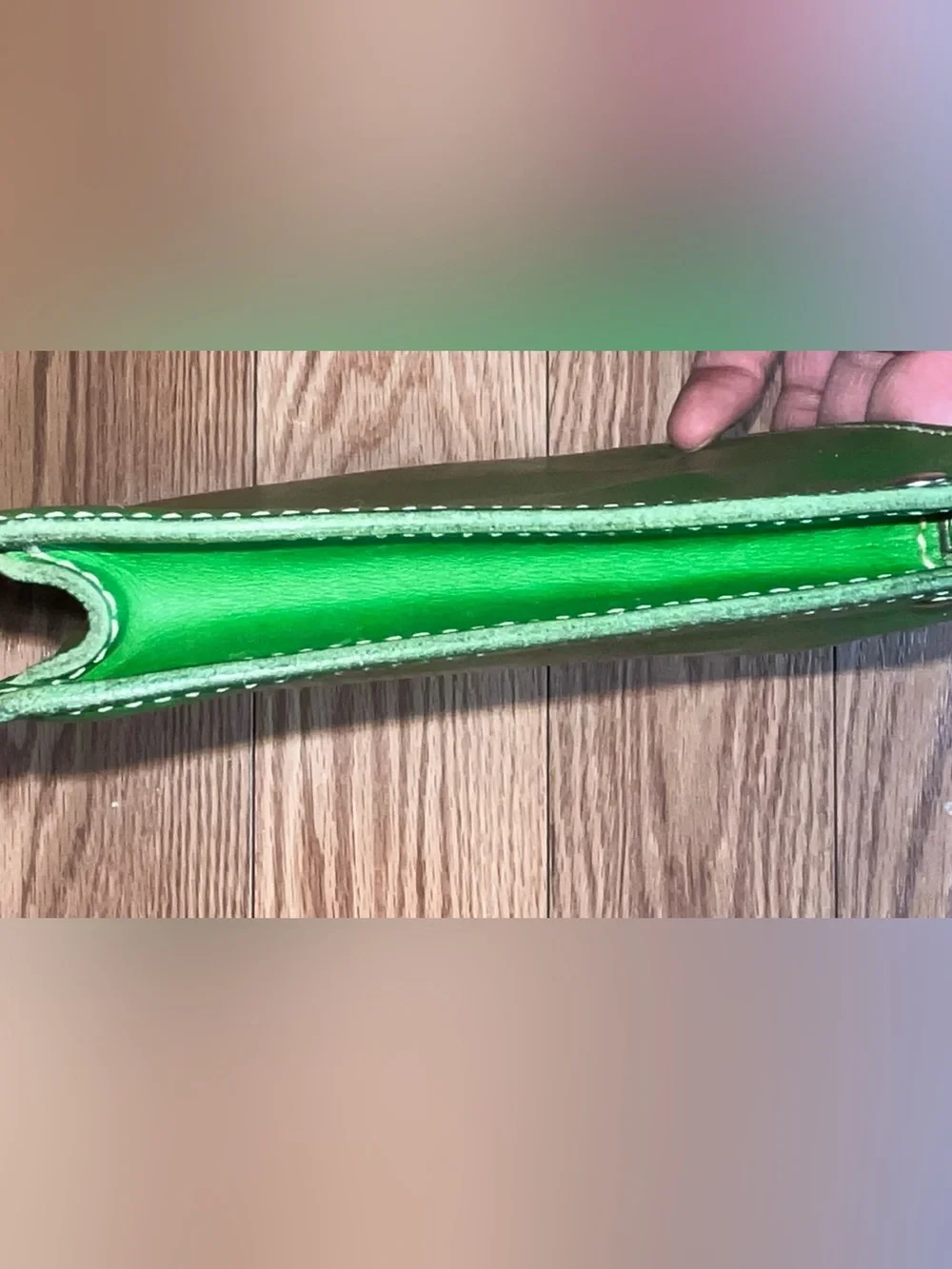 kate spade Emerald Green Leather Pouch Wallet wristlet strap - Picture 8 of 16